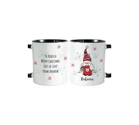 Personalised Memento Company Personalised Gonk Family Black Handled Christmas Mug - Female in White Personalised Memento Company White