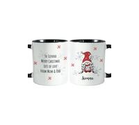 Personalised Memento Company Personalised Gonk Family Black Handled Christmas Mug - Girl in White Personalised Memento Company White