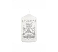 Personalised Memento Company Personalised Grey Papercut Style Pillar Candle in White Personalised Memento Company White