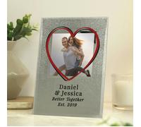 Personalised Memento Company Personalised Heart 4x4 Glitter Glass Photo Frame