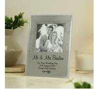 Personalised Memento Company Personalised Heart & Swirl 4x4 Glitter Glass Photo Frame