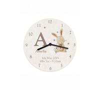 Personalised Memento Company Personalised Hessian Rabbit Shabby Chic Large Wooden Clock in White Personalised Memento Company White