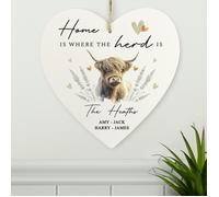 Personalised Memento Company Personalised Highland Cow Hanging Heart Ornament