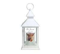 Personalised Memento Company Personalised Highland Cow LED Lantern in Black Personalised Memento Company Black