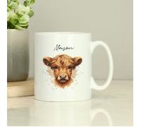 Personalised Memento Company Personalised Highland Cow Mug - Boy - White