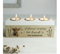 Personalised Memento Company Personalised Highland Cow Triple Tea Light Box