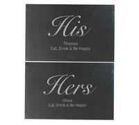 Personalised Memento Company Personalised His and Hers Slate Placemat Set