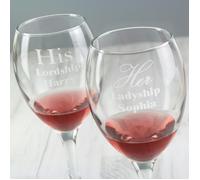 Personalised Memento Company Personalised His & Her Wine Glass Set
