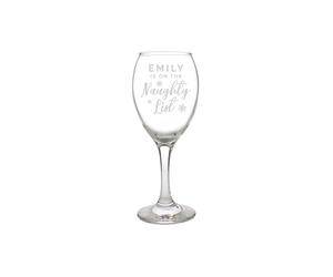 Personalised Memento Company Personalised I'm On The Naughty List Wine Glass in Clear Personalised Memento Company Clear