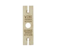 Personalised Memento Company Personalised 'Improves With Wine' Wine Glass & Bottle Holder in Light Brown Personalised Memento Company Light Brown