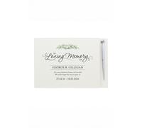 Personalised Memento Company Personalised In Loving Memory Hardback Guest Book & Pen in White Personalised Memento Company White