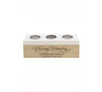 Personalised Memento Company Personalised In Loving Memory Triple Tea Light Box in Brown Personalised Memento Company Brown