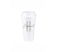 Personalised Memento Company Personalised Initial & Name Insulated Reusable Travel Cup in White Personalised Memento Company White