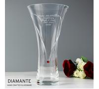 Personalised Memento Company Personalised Large Hand Cut Ruby Diamante Heart Vase