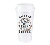 Personalised Memento Company Personalised 'Life Begins After Coffee' Insulated Reusable Eco Travel Cup
