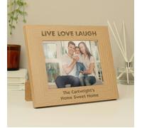 Personalised Memento Company Personalised Live Love Laugh 5x7 Landscape Oak Finish Photo Frame