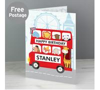 Personalised Memento Company Personalised London Animal Bus Birthday Card