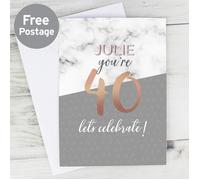 Personalised Memento Company Personalised Marble and Rose Gold Birthday Card