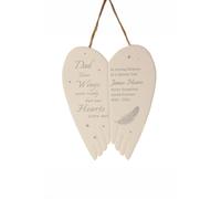 Personalised Memento Company Personalised Memorial Angel Wings Hanging Ornament in White Personalised Memento Company White