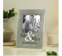 Personalised Memento Company Personalised Mr & Mrs 4x4 Glitter Glass Photo Frame