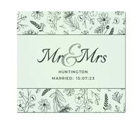 Personalised Memento Company Personalised Mr & Mrs Botanical Glass Chopping Board/Worktop Saver