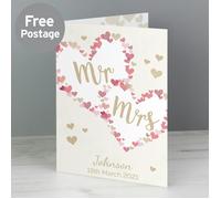 Personalised Memento Company Personalised Mr & Mrs Confetti Hearts Wedding Card