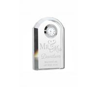 Personalised Memento Company Personalised Mr & Mrs Crystal Clock in Clear Personalised Memento Company Clear