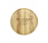 Personalised Memento Company Personalised Mr & Mrs Round Chopping Board in Brown Personalised Memento Company Brown