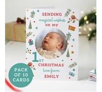 Personalised Memento Company Personalised My 1st Christmas Photo Upload Pack of 10 Cards - White