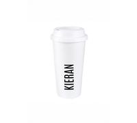 Personalised Memento Company Personalised Name Insulated Reusable Travel Cup in White Personalised Memento Company White