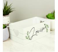 Personalised Memento Company Personalised Name Only Botanical White Wooden Crate
