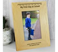 Personalised Memento Company Personalised Oak Finish 6x4 My First Day At School Photo Frame