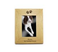 Personalised Memento Company Personalised Oak Finish 6x4 Paw Prints Photo Frame in Light Brown Personalised Memento Company Light Brown