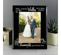 Personalised Of All the Walks Wedding Black Glass Portrait Photo Frame