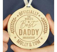 Personalised Memento Company Personalised Officially The Best Round Wooden Medal
