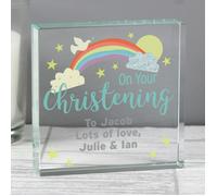 Personalised Memento Company Personalised On Your Christening Rainbow Crystal Token
