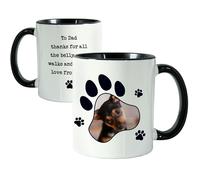 Personalised Memento Company Personalised Paw Print Pet Photo Upload Black Handled Mug