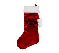 Personalised Memento Company Personalised Paw Print Red Stocking Personalised Memento Company Red