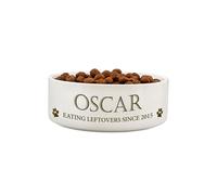 Personalised Memento Company Personalised Paws 14cm Medium White Pet Bowl Personalised Memento Company White