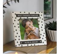 Personalised Memento Company Personalised Pet Paw Print Ceramic 4x4 Frame - Cream - Ceramic - 4x4