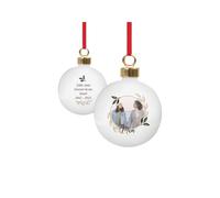 Personalised Memento Company Personalised Photo Upload Memorial Bauble in White Personalised Memento Company White
