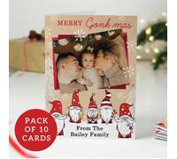 Personalised Memento Company Personalised Photo Upload Pack of 10 Gonk Christmas Cards - Brown