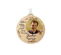 Personalised Memento Company Personalised Photo Upload Robin Memorial Wooden Decoration in Brown Personalised Memento Company Brown