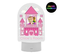 Personalised Memento Company Personalised Pink Castle Photo Upload LED Colour Changing Night Light