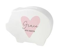 Personalised Memento Company Personalised Pink Heart Piggy Bank