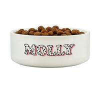 Personalised Memento Company Personalised Pink Spots Name 14cm Medium Pet Bowl