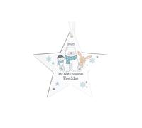 Personalised Memento Company Personalised Polar Bear Christmas Star Ornament in White Personalised Memento Company White