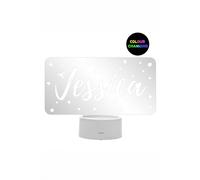 Personalised Memento Company Personalised Polka-dot Name only LED Colour Changing Night Light in Clear Personalised Memento Company Clear