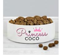 Personalised Memento Company Personalised Princess 15cm Medium Ceramic White Pet Bowl