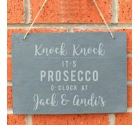 Personalised Memento Company Personalised Prosecco O'Clock Large Hanging Slate Sign